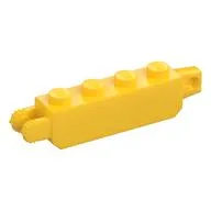 Hinge Brick 1 x 4 Locking with 1 Finger Vertical End and 2 Fingers Vertical End, 9 Teeth, Yellow