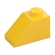 Brick Sloped 45° 2 x 1 with Bottom Pin, Yellow