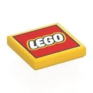 Tile 2 x 2 with LEGO Logo Type 2 Print, Yellow