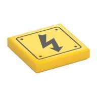 Tile 2 x 2 with Electric Danger Symbol Print, Yellow