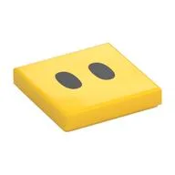 Tile 2 x 2 with Two Black Ovals (Lava Bubble Eyes) Print, Yellow