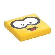 Tile 2 x 2 with Face, Large White Eyes Print, Yellow