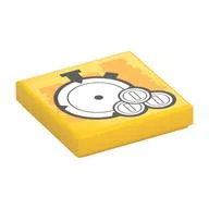 Tile 2 x 2 with Stopwatch, Coins Print, Yellow