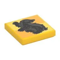 Tile 2 x 2 with Brown Badger, Hufflepuff Crest Print, Yellow