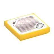 Tile 2 x 2 with 'Start', Three Coins, and Barcode Print (Sticker), Yellow