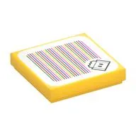 Tile 2 x 2 with Lava Bubble and Barcode Print (Sticker), Yellow