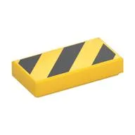 Tile 1 x 2 with Black Diagonal Stripes, Small Yellow Corner Triangles Print, Yellow