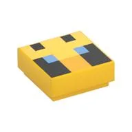 Tile 1 x 1 with Pixelated Bee Face, Blue Eyes Print, Yellow