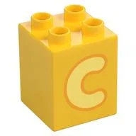 Duplo Brick 2 x 2 x 2 with Bright Light Yellow 'C' Print, Yellow