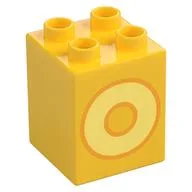 Duplo Brick 2 x 2 x 2 with Bight Light Yellow 'O' Print, Yellow