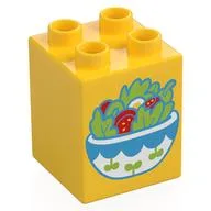 Duplo Brick 2 x 2 x 2 with Salad Bowl Print, Yellow
