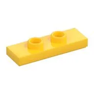 Plate Special 1 x 3 with 2 Studs with Groove and Inside Stud Holder (Jumper), Yellow