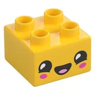 Duplo Brick 2 x 2 with Smiling Face Print, Yellow
