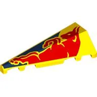 Brick Wedged, Sloped 2 x 5 Left with Red Bull, Dark Blue Background Print, Yellow