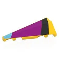 Brick Wedged, Sloped 2 x 5 Left with Medium Azure/Black/Magenta Shapes Print, Yellow