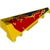 Brick Wedged, Sloped 2 x 5 Right with Red Bull, Dark Blue Background Print, Yellow