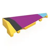 Brick Wedged, Sloped 2 x 5 Right with Medium Azure/Black/Magenta Shapes Print, Yellow