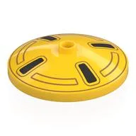 Dish 4 x 4 Inverted [Radar] with Wheel Rim, 4 Black Spokes Print, Yellow