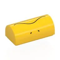 Brick Curved 1 x 2 x 2/3 Double Curved Top, No Studs with Black Dots and Wavy Line (Nostrils and Mouth) Print, Yellow