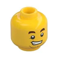 Minifig Head, Brown Eyebrows, Crooked Teeth Smile, Yellow