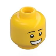 Minifig Head Giraffe Guy, Eyebrows, Lopsided Grin / Smile Showing Teeth Print, Yellow