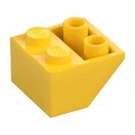 Brick Sloped Inverted 45° 2 x 2 [Ovoid Bottom Pin, Bar-sized Stud Holes], Yellow