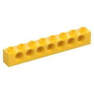 Technic Brick 1 x 8 [7 Pin Holes], Yellow