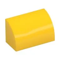 Brick Curved 1 x 2 x 1 No Studs, Yellow