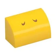 Brick Curved 1 x 2 x 1 No Studs with Medium Nougat Lines (Koopa Troopa Nostrils) Print, Yellow