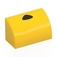Brick Curved 1 x 2 x 1 No Studs with Black Triangle Print, Yellow
