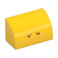 Brick Curved 1 x 2 x 1 No Studs with Medium Nougat Lines (Nostrils) Print, Yellow