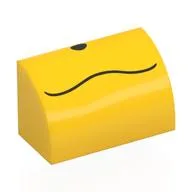 Brick Curved 1 x 2 x 1 No Studs with Black Wavy Mouth, Nose Print, Yellow
