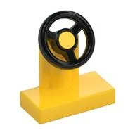 Steering Stand 1 x 2 with Black Steering Wheel, Yellow