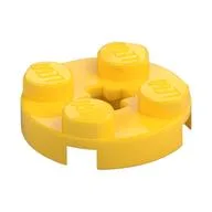 Plate Round 2 x 2 with Axle Hole Type 1 (+ Opening), Yellow