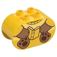Duplo Brick 2 x 4 x 2 Rounded Ends with Bear Body, Book Print, Yellow