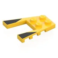 Wedge Plate 4 x 4 with 2 x 2 Cutout with Black Shapes Print, Yellow