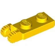 Hinge Plate 1 x 2 Locking with 2 Fingers On End, with Groove, 9 Teeth, Yellow