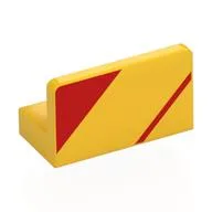 Panel 1 x 2 x 1 with Red Triangle, Stripe Print, Yellow