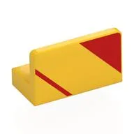 Panel 1 x 2 x 1 with Red Triangle, Stripe Print, Yellow