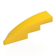 Brick Wedged, Curved 1 x 4 with Stud Notch Right, Yellow