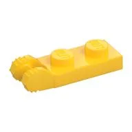 Hinge Plate 1 x 2 Locking with 2 Fingers On End, without Groove, 7 Teeth, Yellow