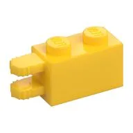 Hinge Brick 1 x 2 Locking with 2 Fingers Horizontal End, 7 Teeth, Yellow