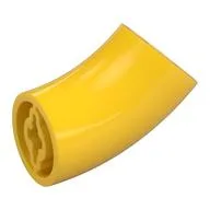 Brick Round 2 x 2 D. Tube with 45° Elbow and Axle Holes (Crossholes) at Each End [LONG], Yellow