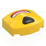Brick Round 3 x 4, Curved Triple, No Studs with Black/Dark Bluish Grey Brown Nose, Open Mouth Print, Yellow