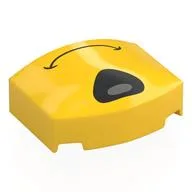 Brick Round 3 x 4, Curved Triple, No Studs with Black/Dark Bluish Grey Nose, Closed Mouth Print, Yellow