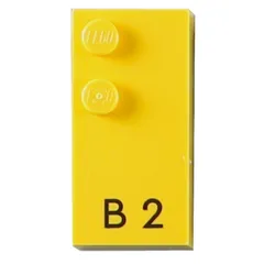 Braille Brick 2 x 4 with 2 Studs ⠃ and 'B 2' Print, Yellow