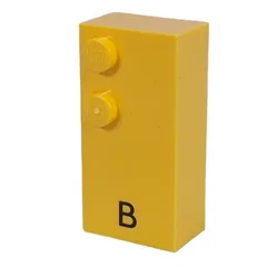 Braille Brick 2 x 4 with 2 Studs ⠃ and 'B' Print, Yellow