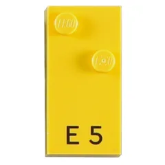 Braille Brick 2 x 4 with 2 Studs ⠑ and 'E 5' Print, Yellow