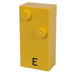 Braille Brick 2 x 4 with 2 Studs ⠑ and 'E' Print, Yellow