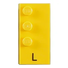 Braille Brick 2 x 4 with 3 Studs ⠇and 'L' Print, Yellow